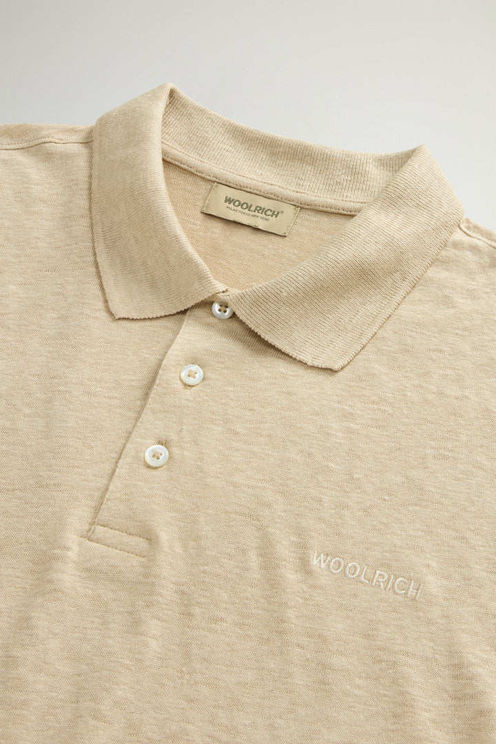 Pure Linen Polo Shirt (White Pepper) - Detail View 5