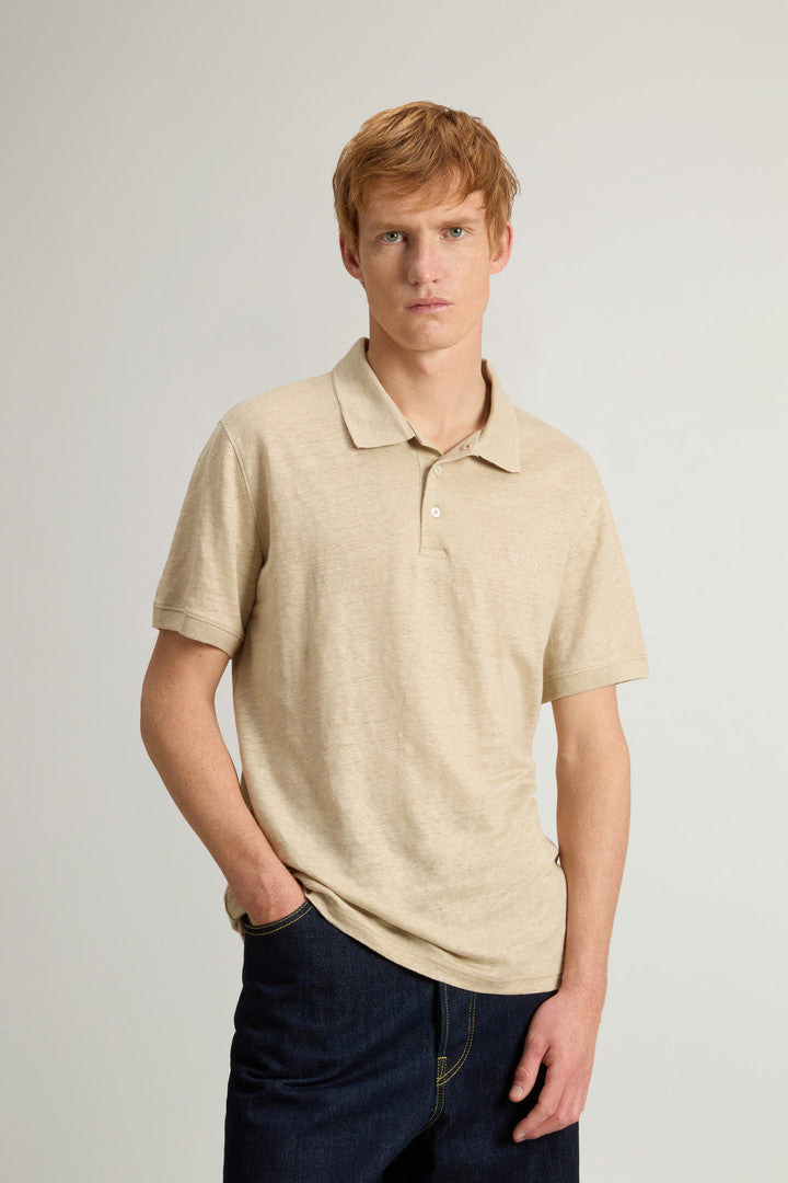 Pure Linen Polo Shirt (White Pepper) - Detail View 1