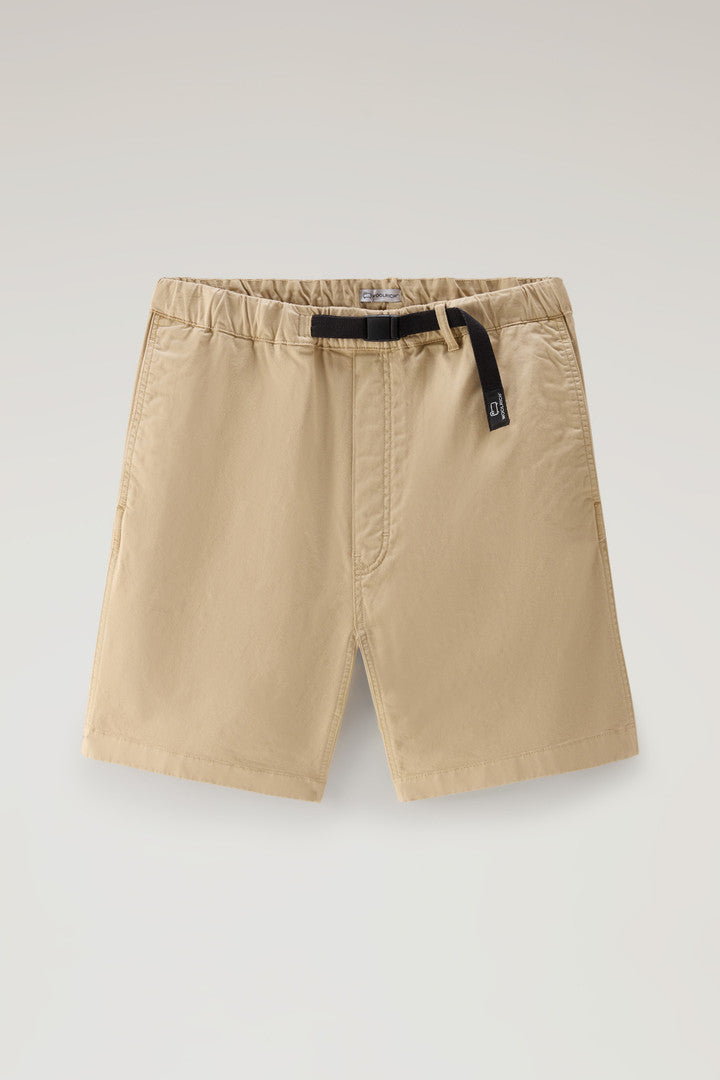 Garment-Dyed Chino Shorts in Stretch Cotton (Melton Blue) - Detail View 6