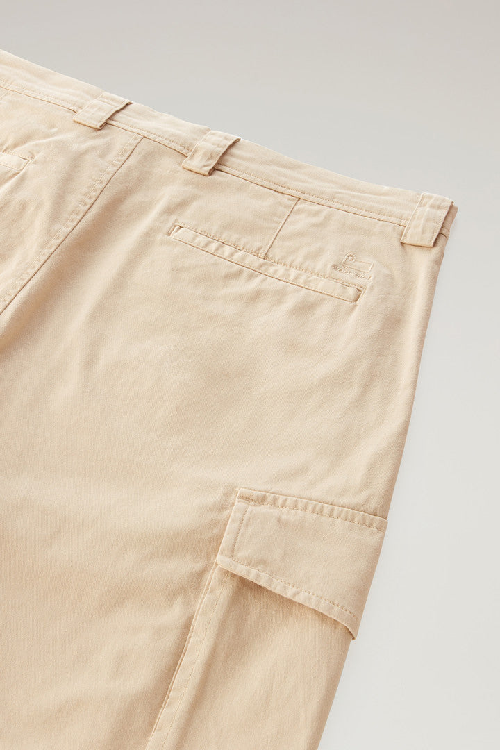Garment-Dyed Cargo Shorts in Stretch Cotton (Melton Blue) - Detail View 4