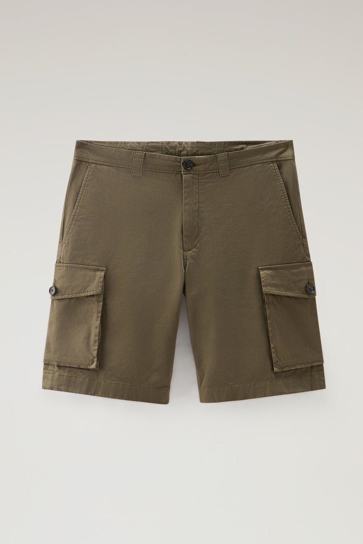Garment-Dyed Cargo Shorts in Stretch Cotton (Melton Blue) - Detail View 6