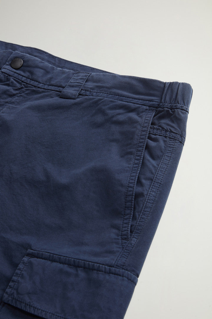 Garment-Dyed Cargo Short in Pure Cotton (Melton Blue) - Detail View 5