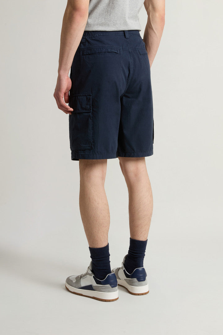 Garment-Dyed Cargo Short in Pure Cotton (Melton Blue) - Detail View 2