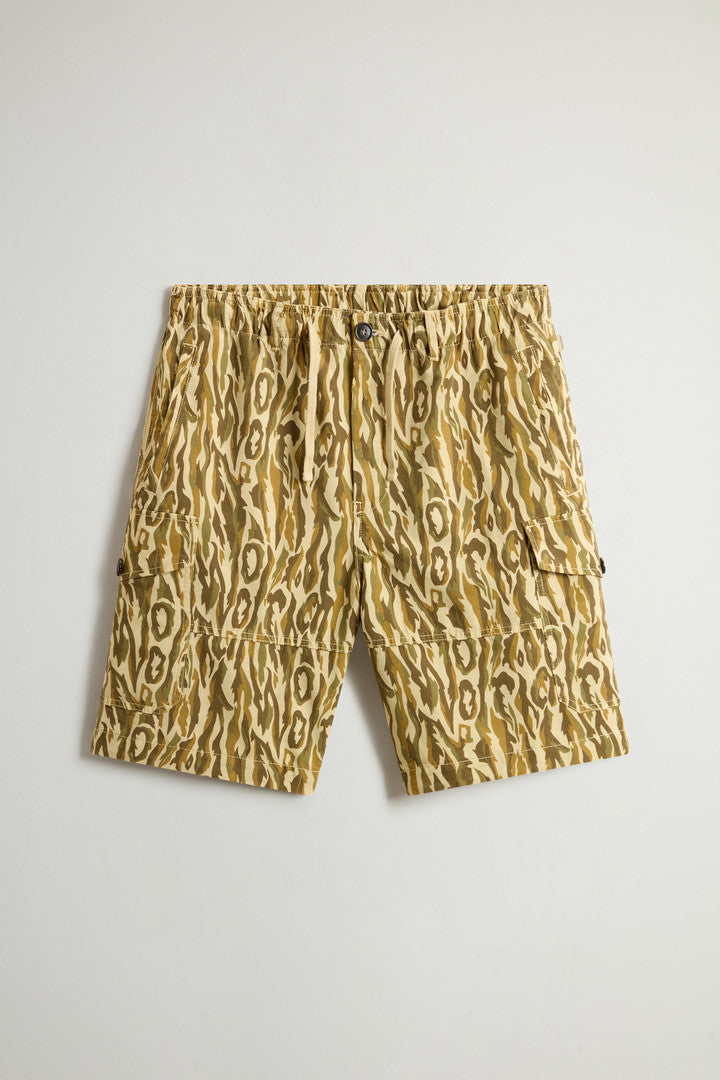 Garment-Dyed Linen-Blend Shorts with Shadowbark Motif (Beige Camo) - Main View