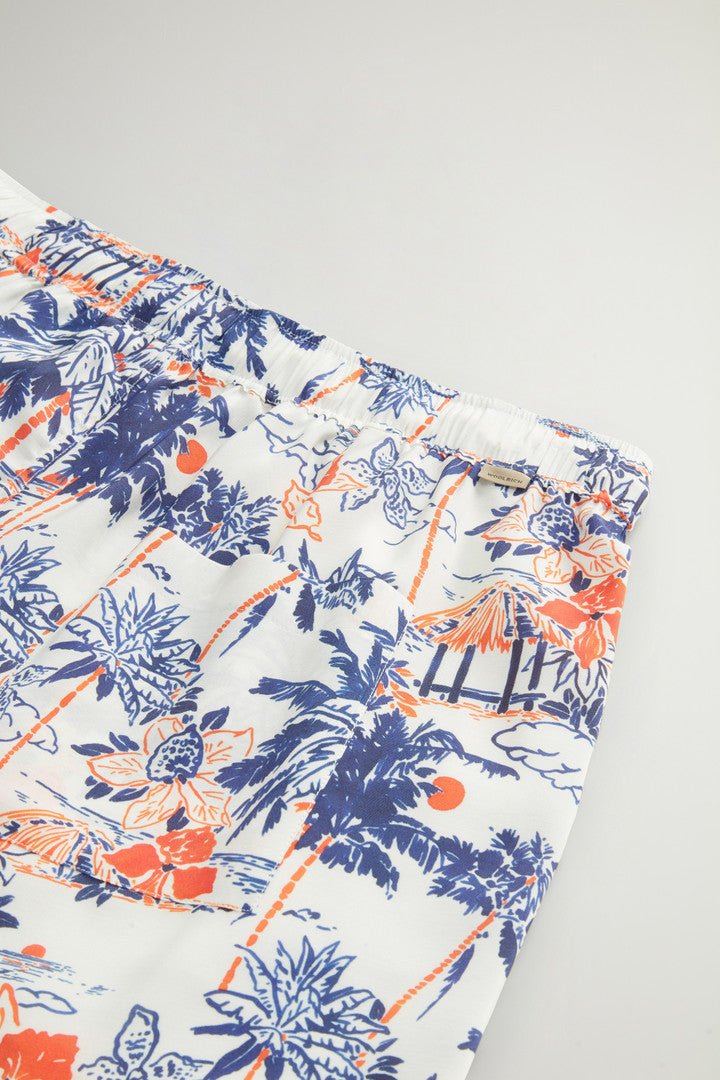 Shorts with Tropical Motif and Drawstring (White Hawaiian) - Detail View 6