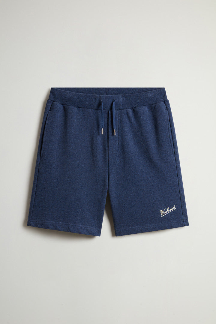 Shorts in Pure Cotton MoulinÃ© Fleece (Melton Blue) - Detail View 4