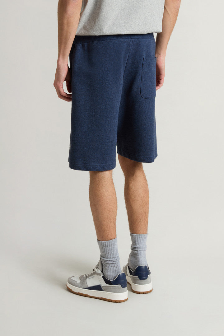 Shorts in Pure Cotton MoulinÃ© Fleece (Melton Blue) - Detail View 3