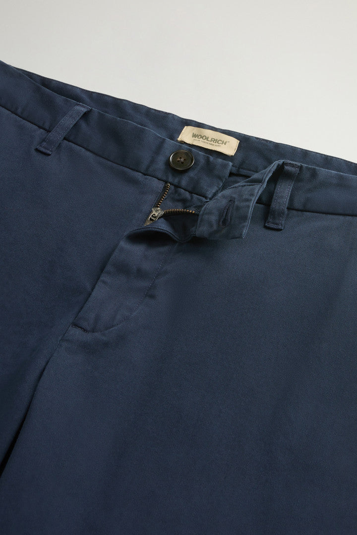 Garment-Dyed Stretch Cotton Twill Chino Shorts (Melton Blue) - Detail View 4