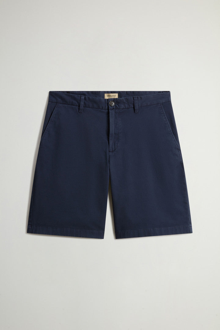 Garment-Dyed Stretch Cotton Twill Chino Shorts (Melton Blue) - Main View