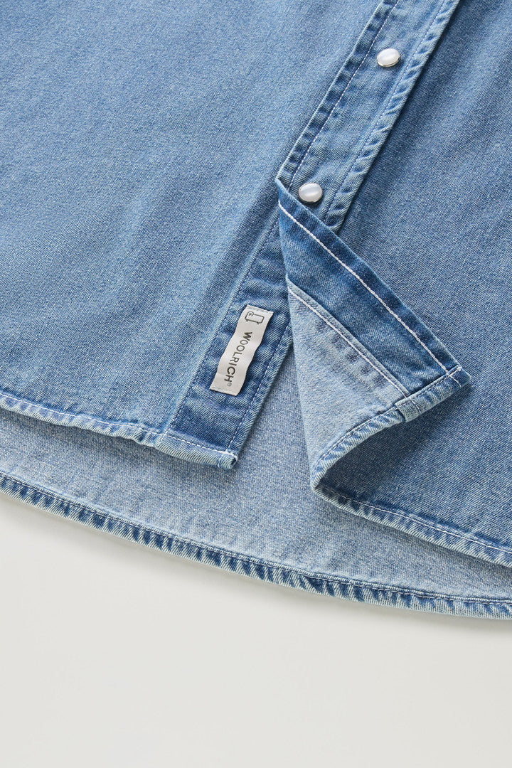 Denim Shirt in Pure Cotton (Bleached Denim) - Detail View 3
