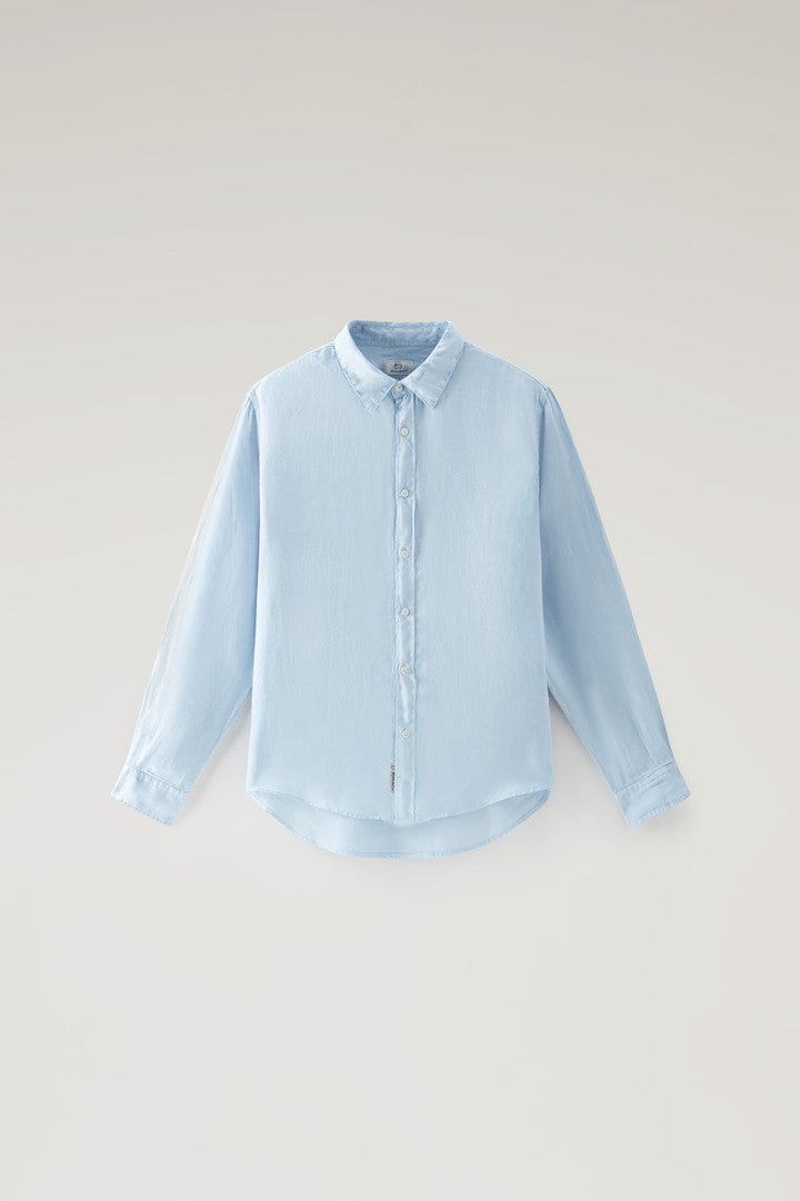 Garment-Dyed Pure Linen Shirt (Sage) - Detail View 14