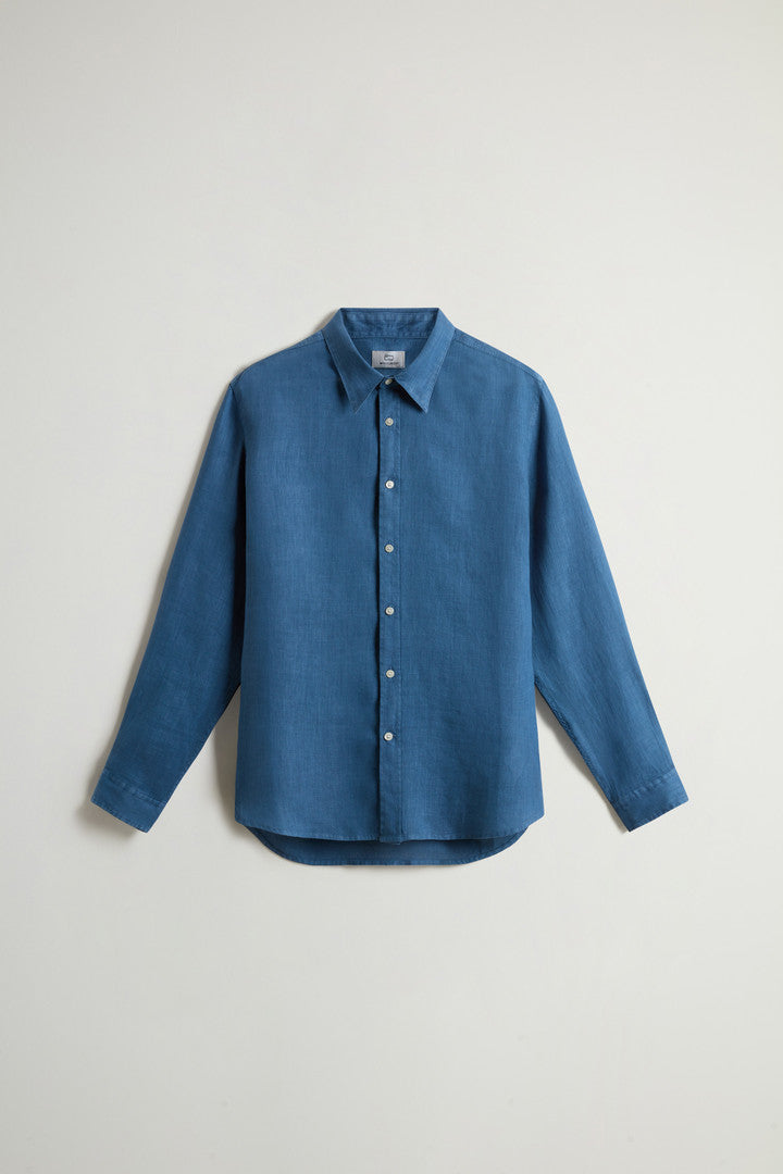 Garment-Dyed Pure Linen Shirt (Aviation) - Main View