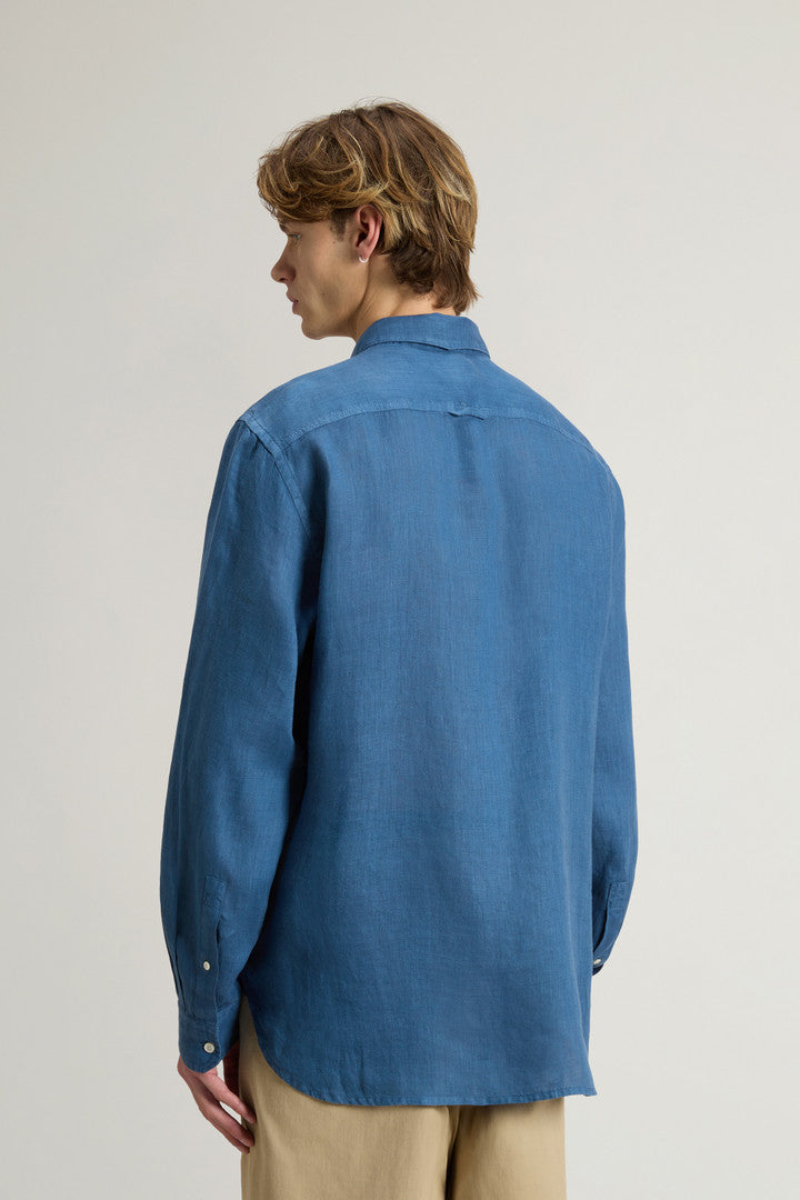 Garment-Dyed Pure Linen Shirt (Bright White) - Detail View 3