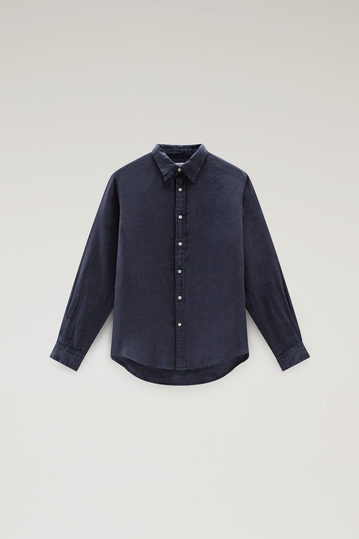 Garment-Dyed Pure Linen Shirt (Sage) - Detail View 18