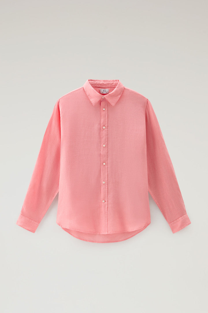 Garment-Dyed Pure Linen Shirt (Bright White) - Detail View 17