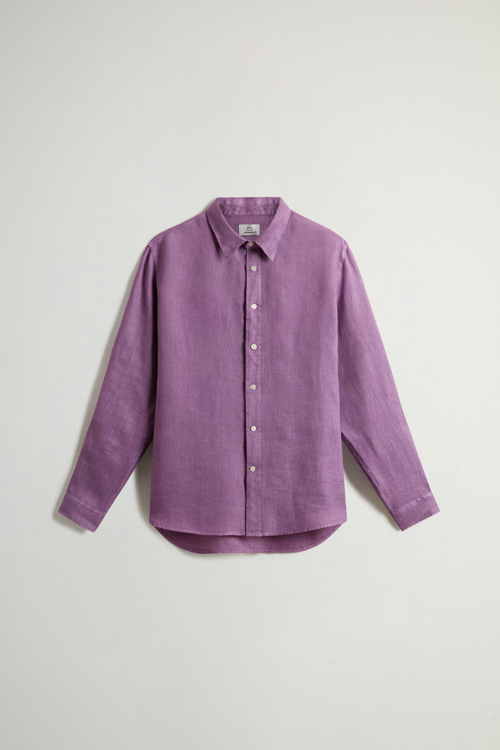 Garment-Dyed Pure Linen Shirt (Sage) - Detail View 12