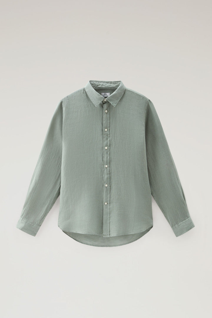 Garment-Dyed Pure Linen Shirt (Aviation) - Detail View 13