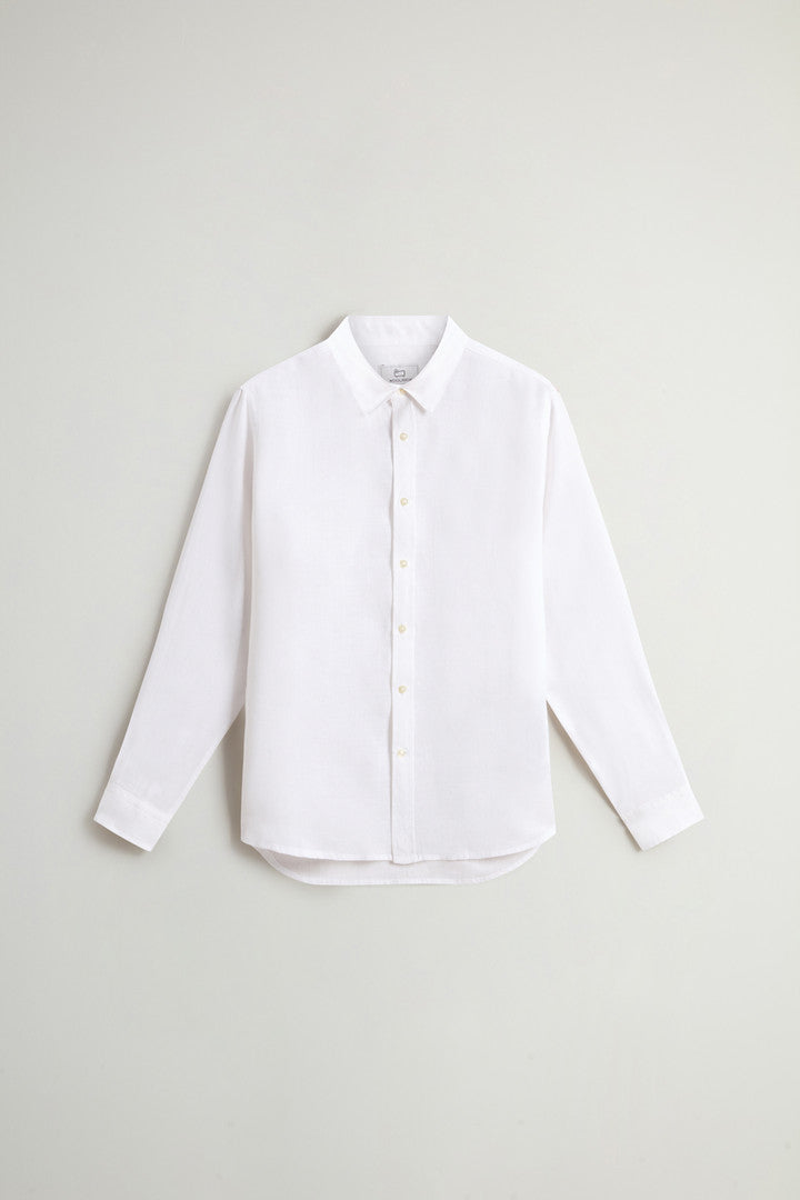 Garment-Dyed Pure Linen Shirt (Sage) - Detail View 11
