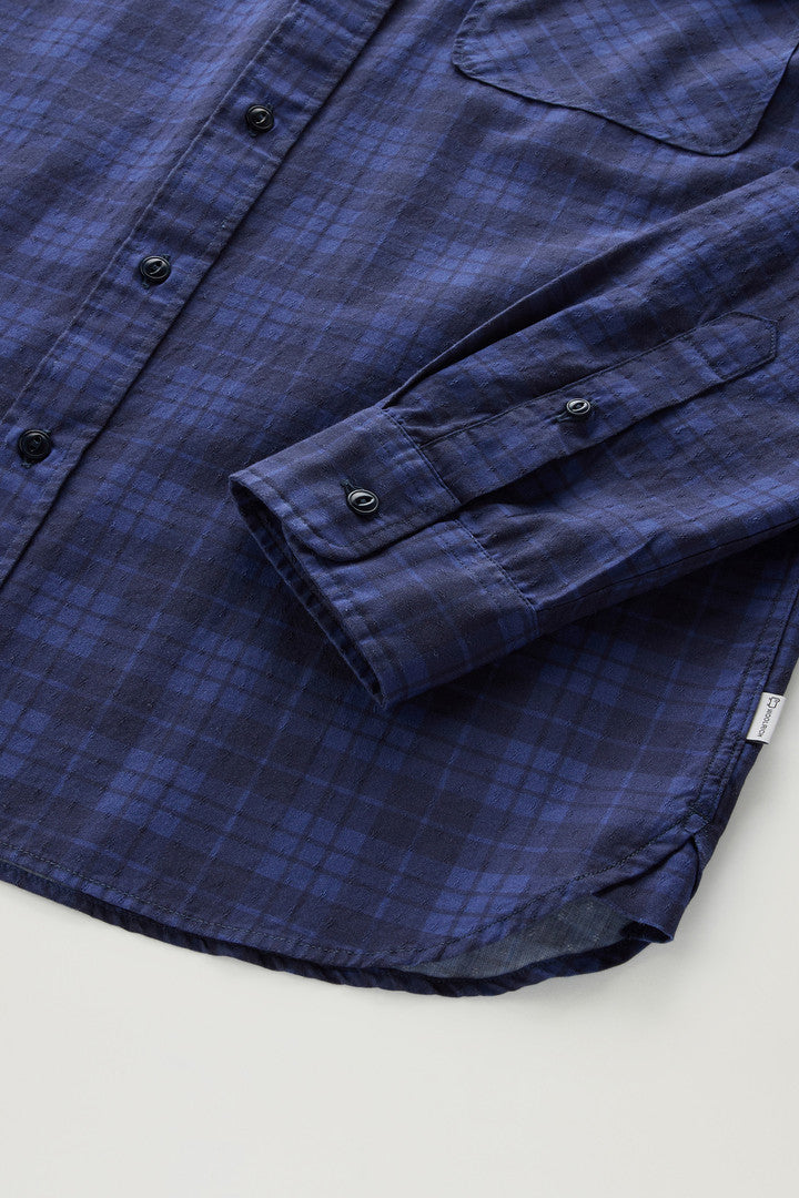 Pure Cotton Checked Shirt with Chest Pocket (Blue Check) - Detail View 2
