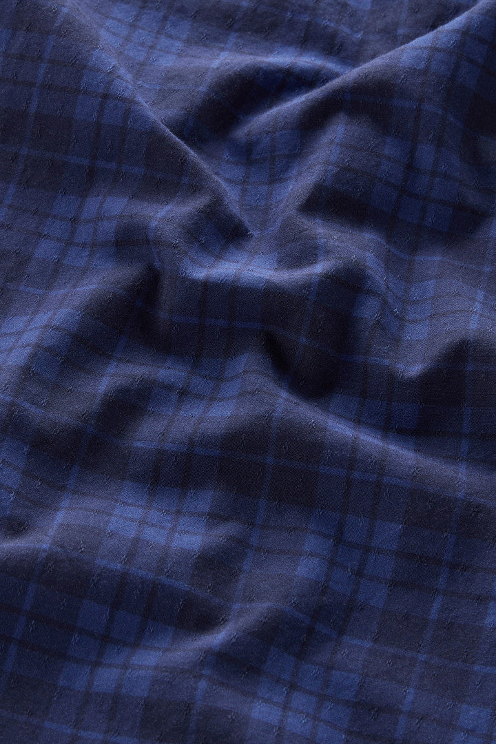 Pure Cotton Checked Shirt with Chest Pocket (Blue Check) - Detail View 4