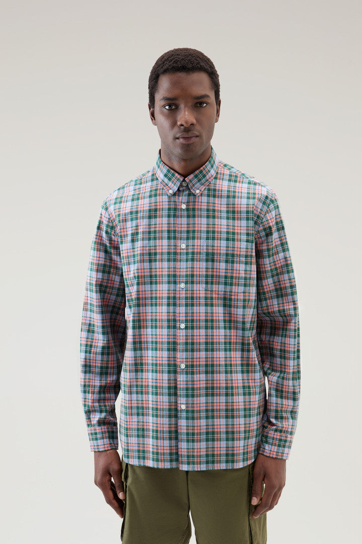 Checked Madras Shirt in Pure Cotton (Melton Blue Check) - Main View