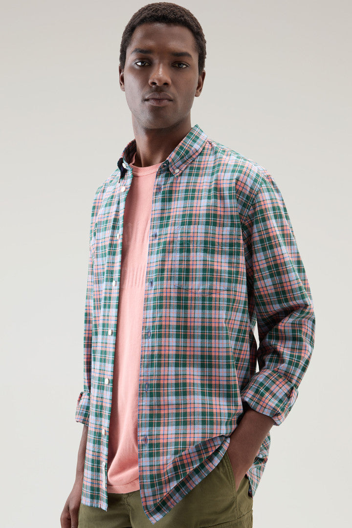 Checked Madras Shirt in Pure Cotton (Melton Blue Check) - Detail View 3
