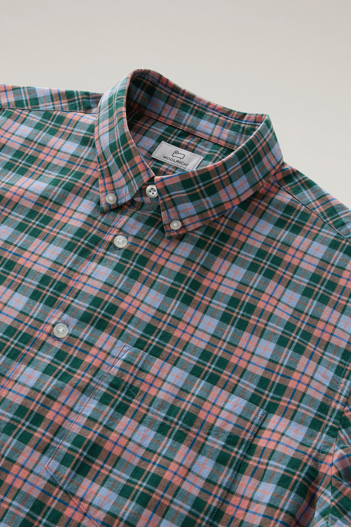Checked Madras Shirt in Pure Cotton (Melton Blue Check) - Detail View 5