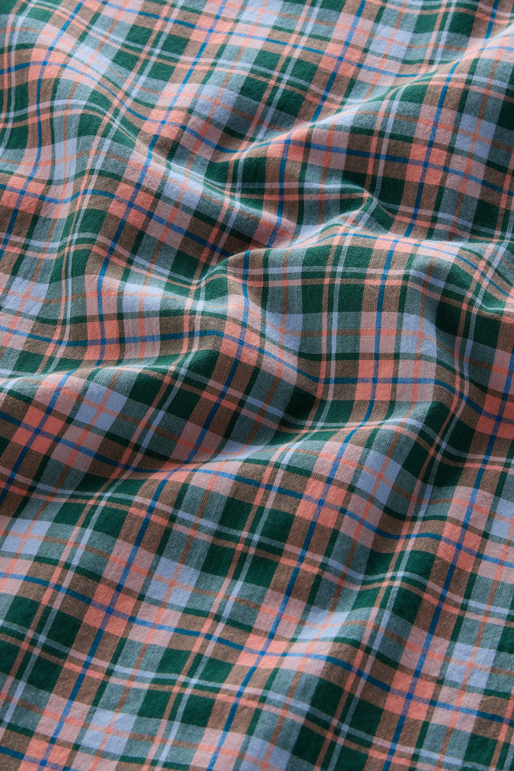 Checked Madras Shirt in Pure Cotton (Melton Blue Check) - Detail View 8