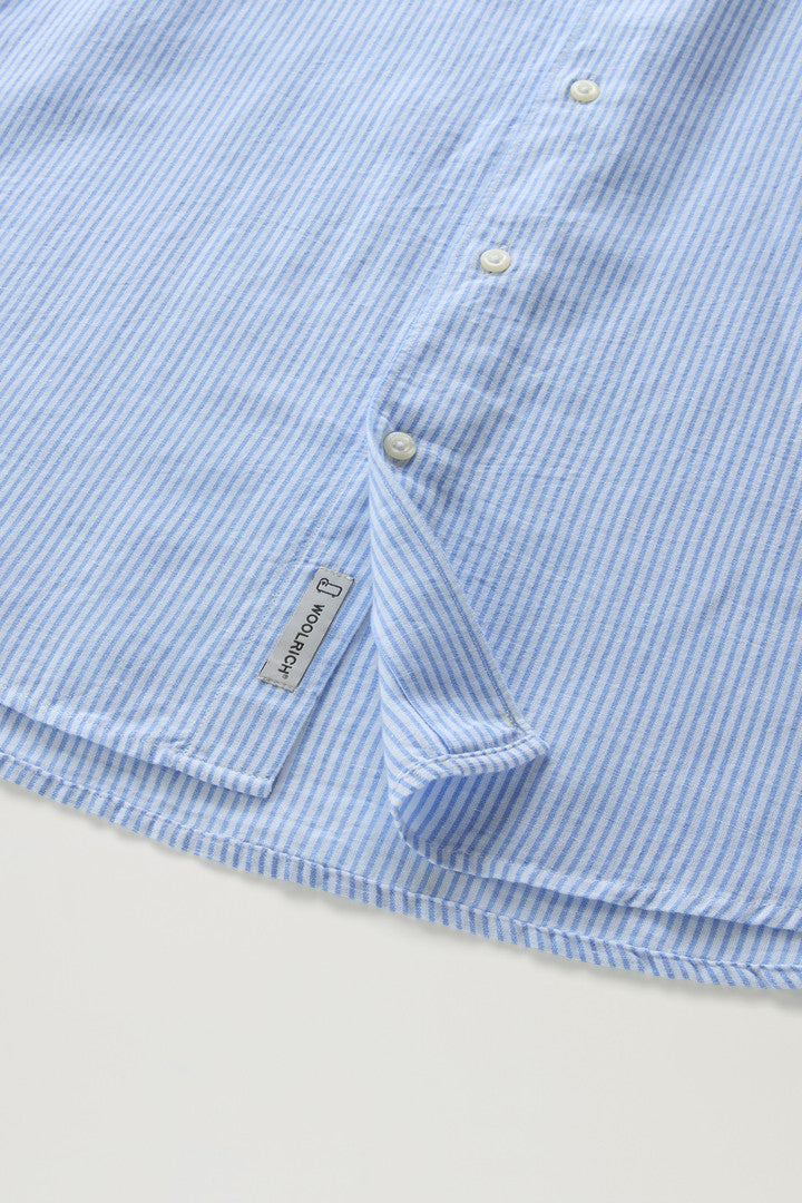 Striped Shirt in Cotton-Linen Blend (Alaskan Blue Stripe) - Detail View 3