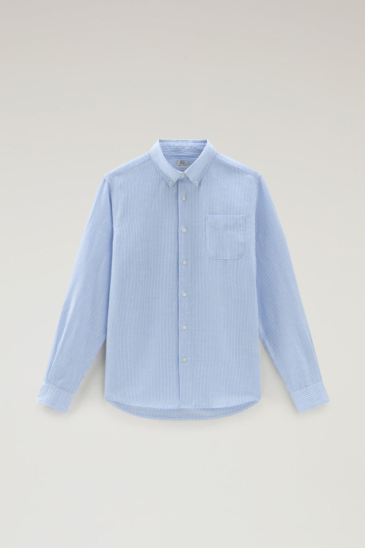 Striped Shirt in Cotton-Linen Blend (Maritime Blue Stripe) - Detail View 1