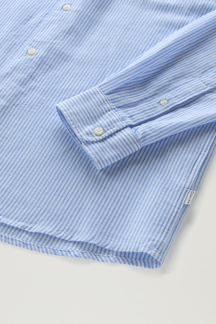 Striped Shirt in Cotton-Linen Blend (Alaskan Blue Stripe) - Detail View 2