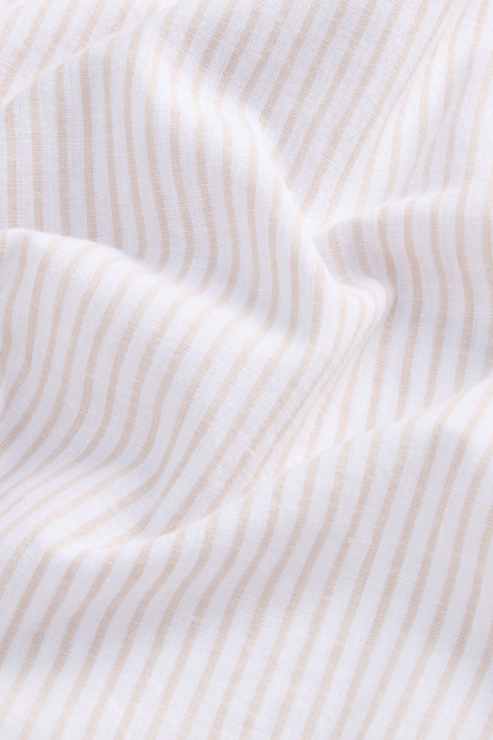 Linen- and Cotton-Blend Shirt (Beige Stripe) - Detail View 8