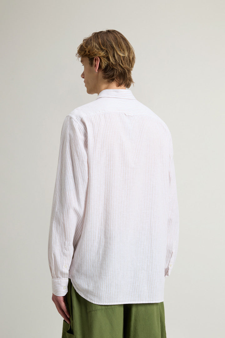 Linen- and Cotton-Blend Shirt (Beige Stripe) - Detail View 2