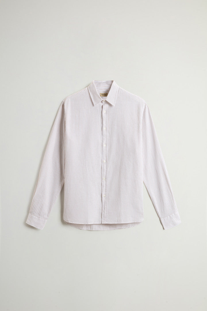 Linen- and Cotton-Blend Shirt (Beige Stripe) - Detail View 4