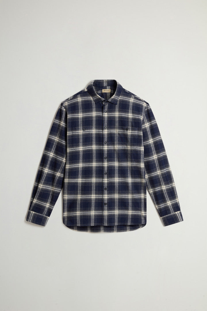 Pure Cotton Flannel Checked Shirt (Blue Check) - Main View