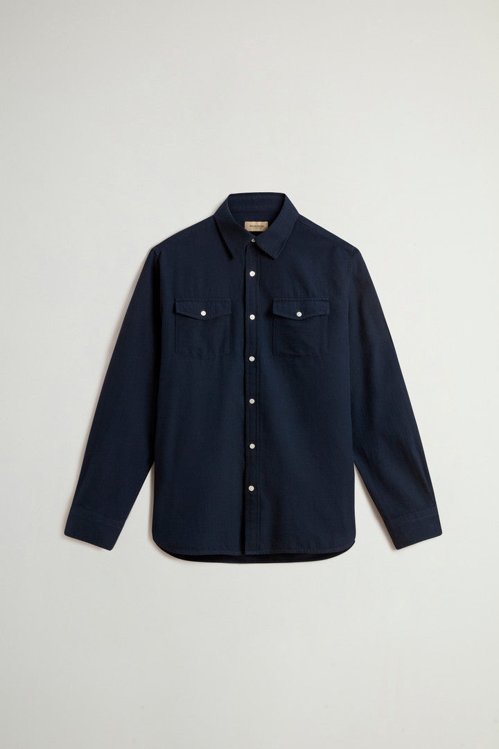 Pure Madras Cotton Flannel Checked Shirt (Melton Blue) - Main View