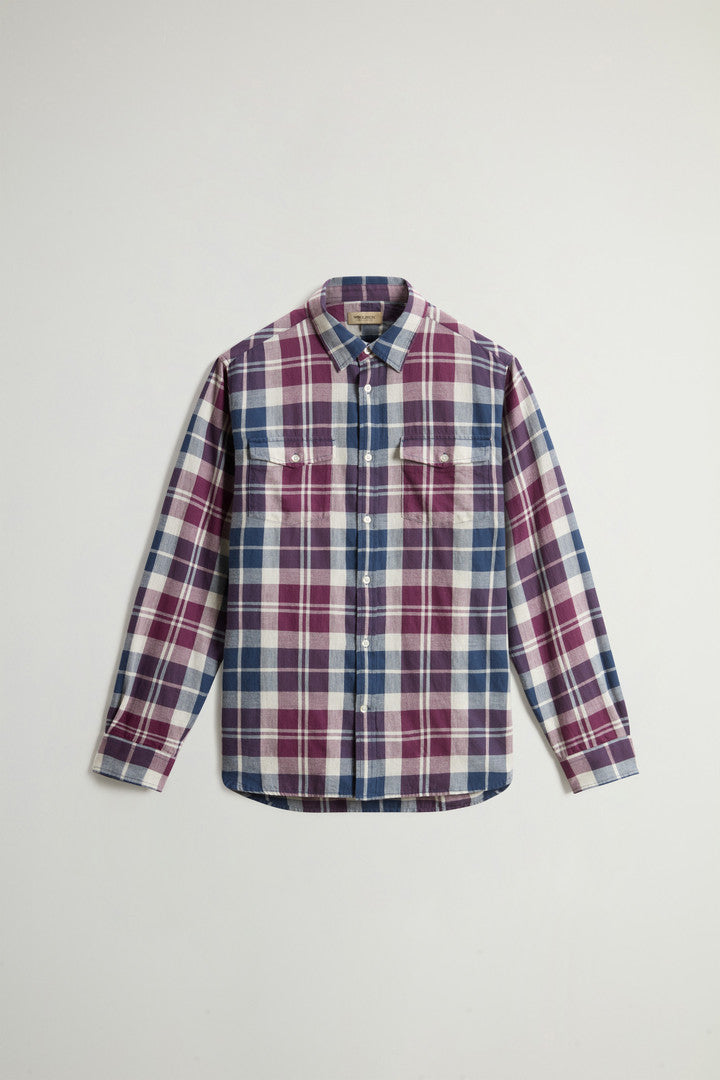 Pure Madras Cotton Flannel Checked Shirt (Wine Black Watch) - Main View