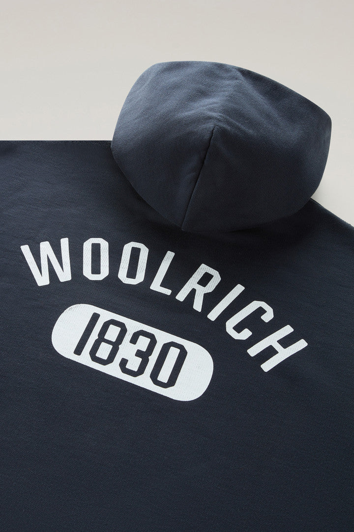 Hoodie in Pure Cotton (Melton Blue) - Detail View 3