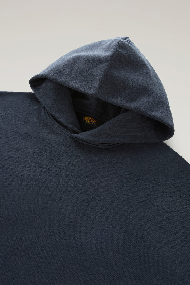 Hoodie in Pure Cotton (Melton Blue) - Detail View 1