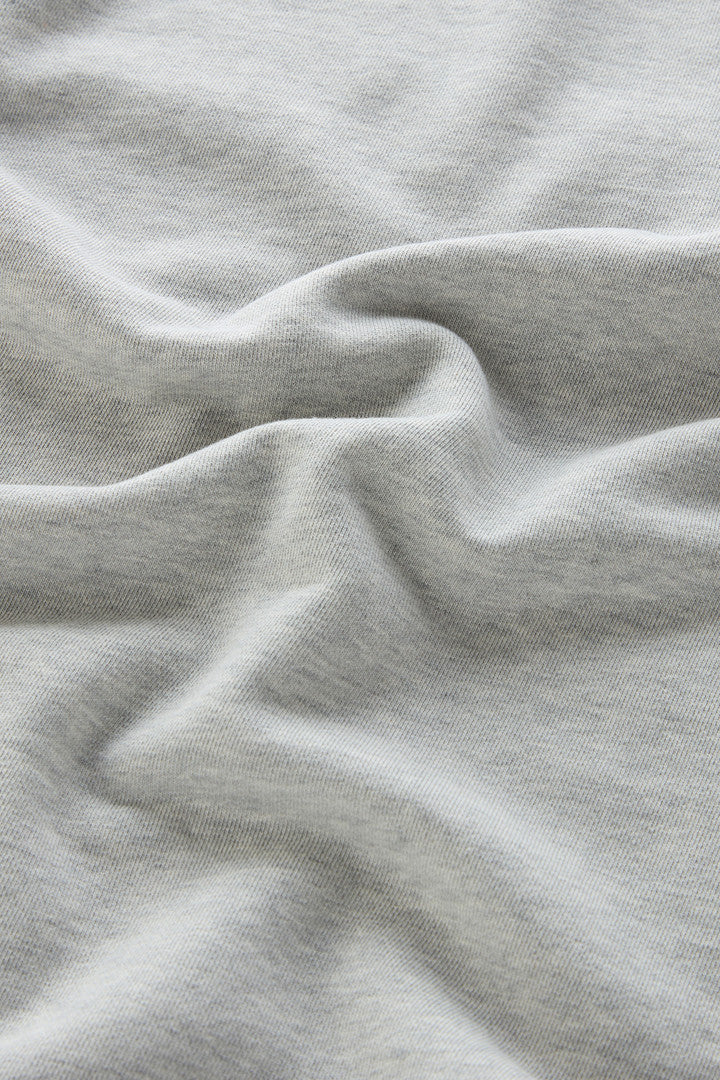 Pure Cotton Crewneck Sweatshirt with Embossed Print (Light Grey Melange) - Detail View 3