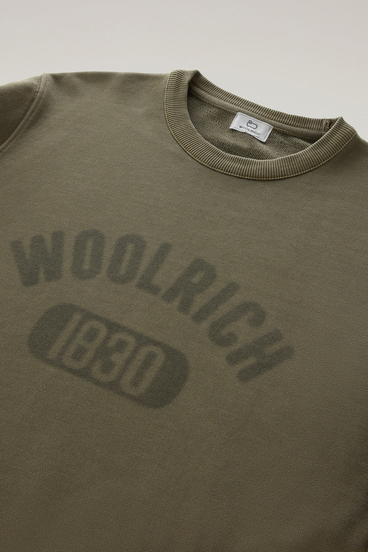 Garment-Dyed 1830 Crewneck Sweatshirt in Pure Cotton (Lake Olive) - Detail View 5