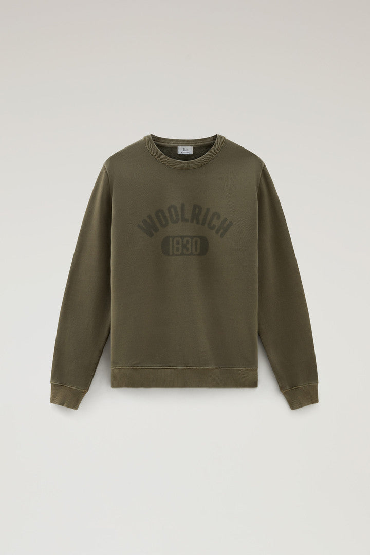Garment-Dyed 1830 Crewneck Sweatshirt in Pure Cotton (Lake Olive) - Main View