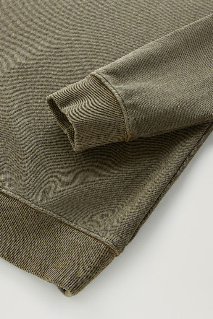 Garment-Dyed 1830 Crewneck Sweatshirt in Pure Cotton (Lake Olive) - Detail View 6