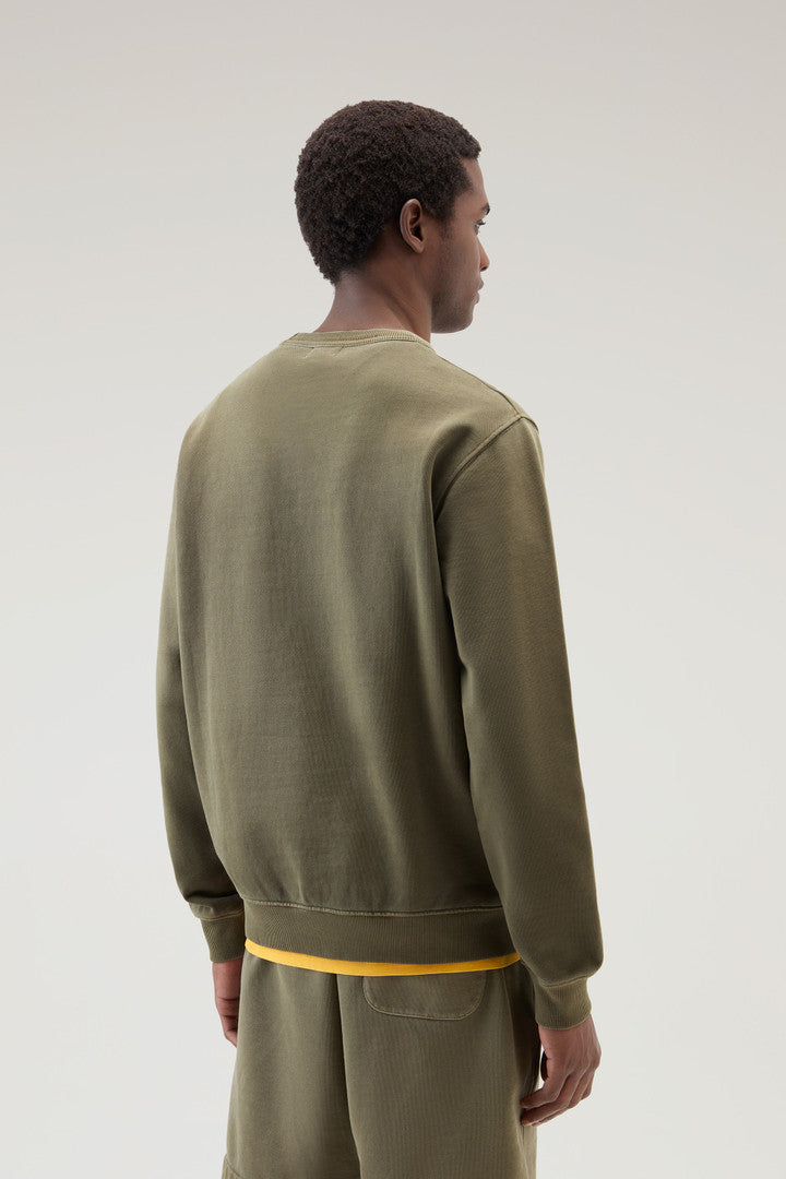 Garment-Dyed 1830 Crewneck Sweatshirt in Pure Cotton (Lake Olive) - Detail View 3