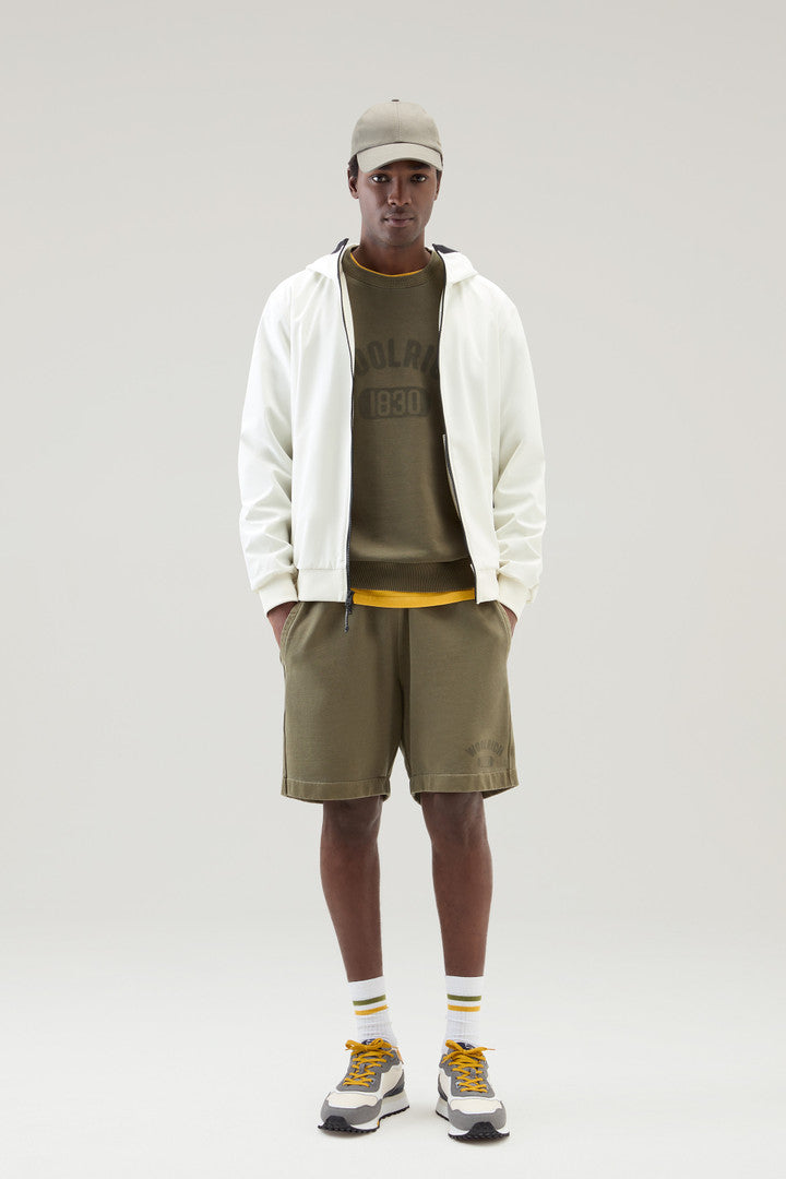 Garment-Dyed 1830 Crewneck Sweatshirt in Pure Cotton (Lake Olive) - Detail View 2
