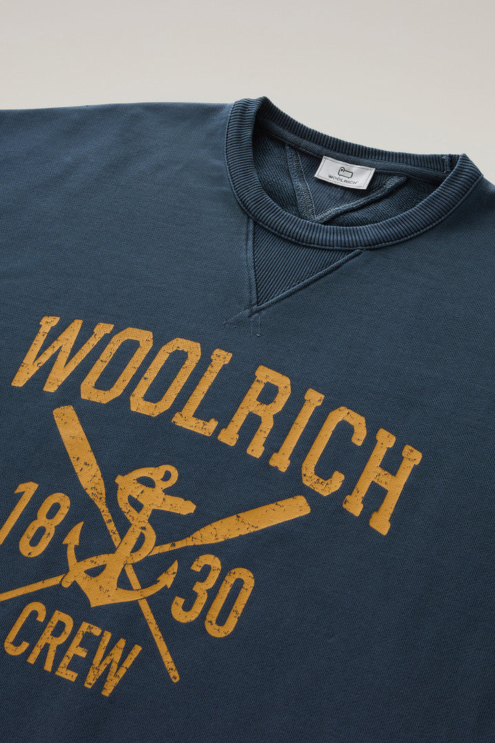 Garment-Dyed Crewneck Sweatshirt with Graphic Print (Melton Blue) - Detail View 2