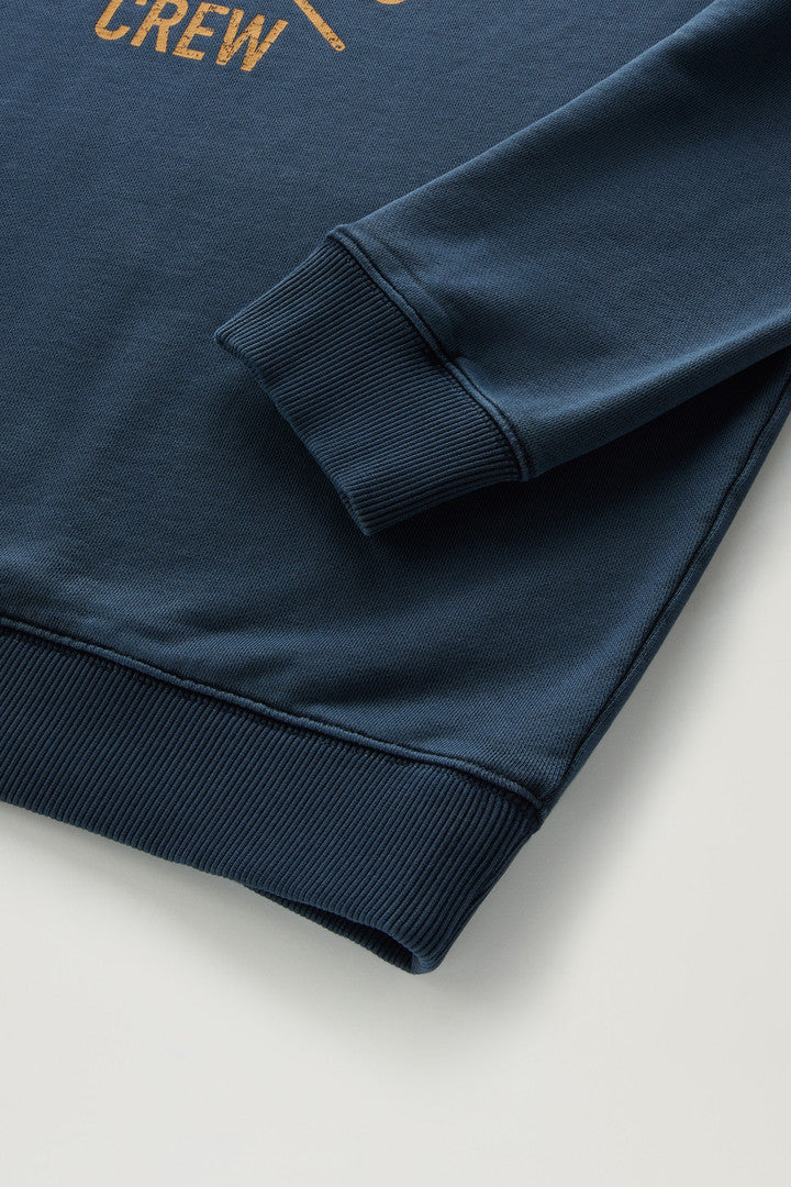 Garment-Dyed Crewneck Sweatshirt with Graphic Print (Melton Blue) - Detail View 3