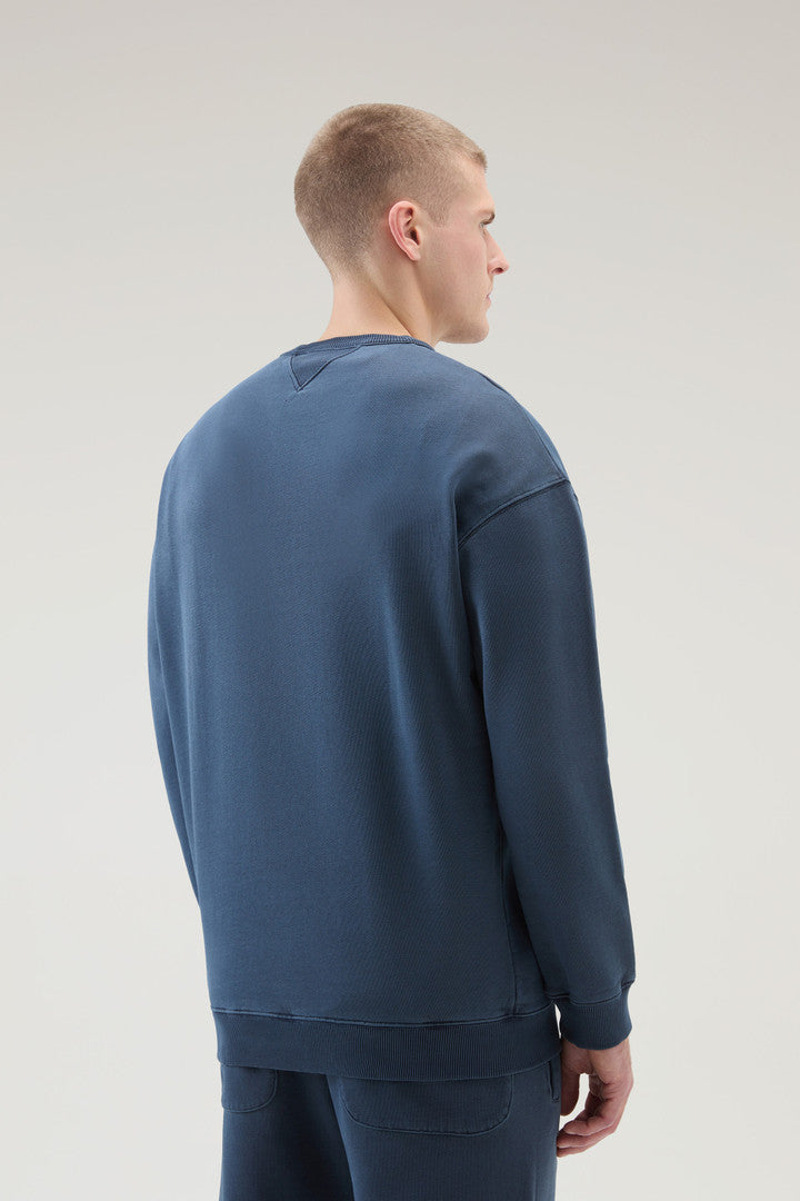 Garment-Dyed Crewneck Sweatshirt with Graphic Print (Melton Blue) - Main View