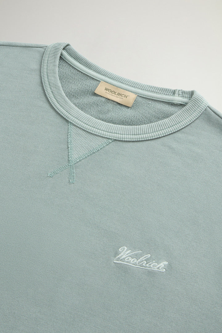 Garment-Dyed Crewneck Sweatshirt in Light Pure Cotton (Chinois Green) - Detail View 5
