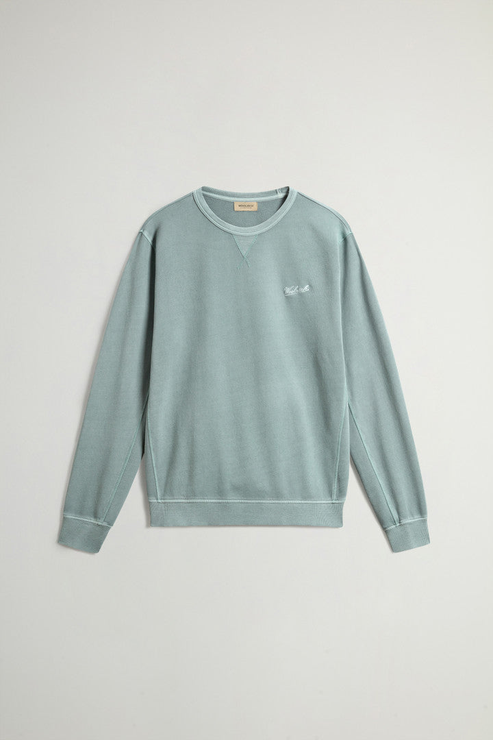 Garment-Dyed Crewneck Sweatshirt in Light Pure Cotton (Chinois Green) - Detail View 4